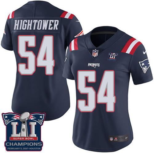 Nike Patriots #54 Dont'a Hightower Navy Blue Super Bowl LI Champions Women's Stitched NFL Limited Rush Jersey